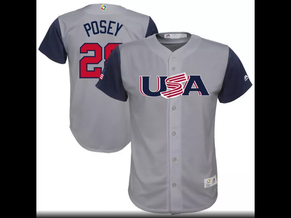 MLB Youth USA Baseball Buster Posey Baseball White 2017 World Baseball Classic Replica Jersey