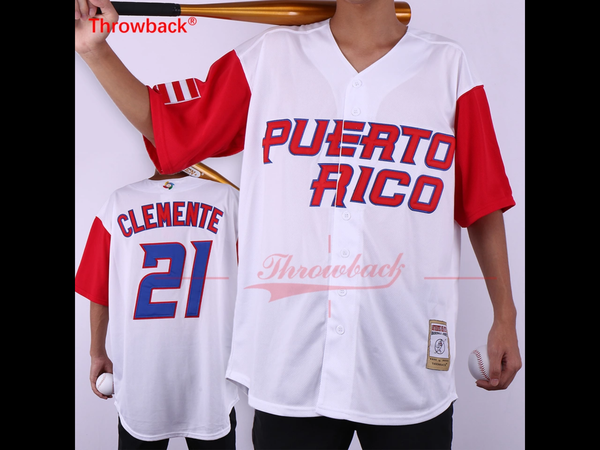 Throwback Jersey Men's Puerto Rico Movie Baseball Jerseys Clemente Jersey Shirt Stiched Size S-XXXL Free Shipping Wholesale