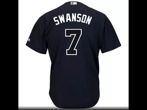 MLB Men's Atlanta Braves Dansby Swanson Baseball Navy Big & Tall Alternate Cool Base Player Jersey