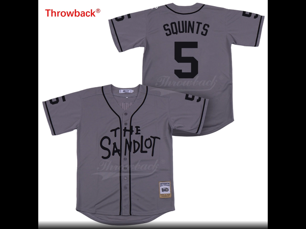 Throwback Jersey Men's The Sandlot Movie Baseball Jerseys 5 Squints Jersey Gray White Shirt Size S-XXXL Free Shipping Wholesale