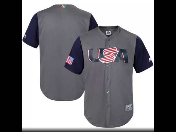 MLB Youth USA Baseball Baseball Gray/Navy 2017 World Baseball Classic Cool Base Replica Team Jersey