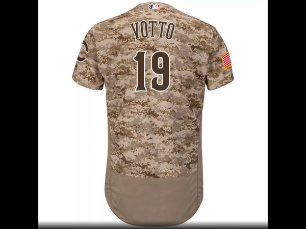MLB Men's Cincinnati Reds Joey Votto Baseball USMC Camo Alternate Flex Base Authentic Collection Player Jersey
