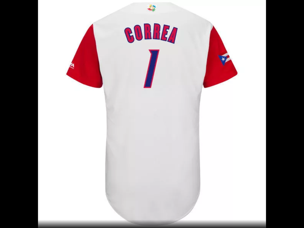 MLB Men's Puerto Rico Baseball Carlos Correa Baseball White 2017 World Baseball Classic Authentic Jersey