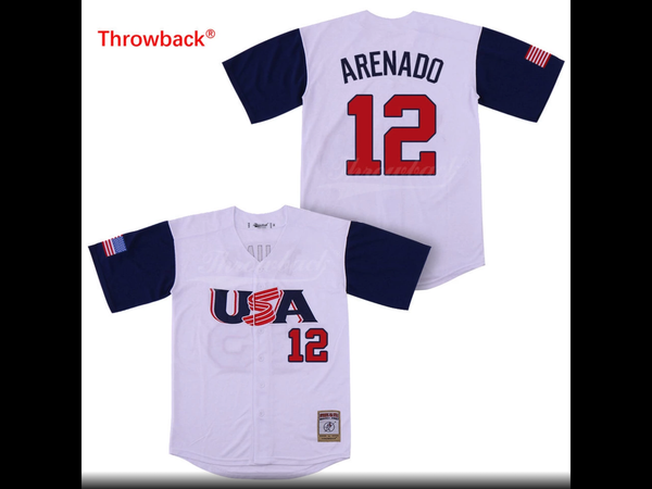 Throwback Jersey Men's 12 Arenado Baseball Jerseys USA Jerseys Free Shipping Size S-XXXL Cheap