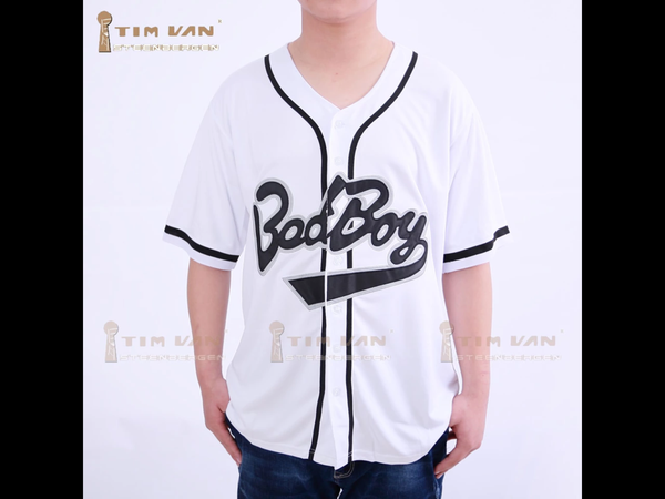 TIM VAN STEENBERGE Biggie Smalls Bad Boy Baseball Jersey #10 Movie Stitched Sewn-White