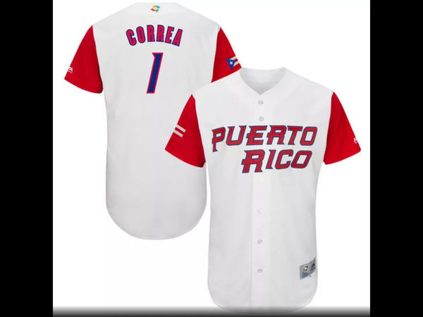 MLB Men's Puerto Rico Baseball Carlos Correa Baseball White 2017 World Baseball Classic Authentic Jersey