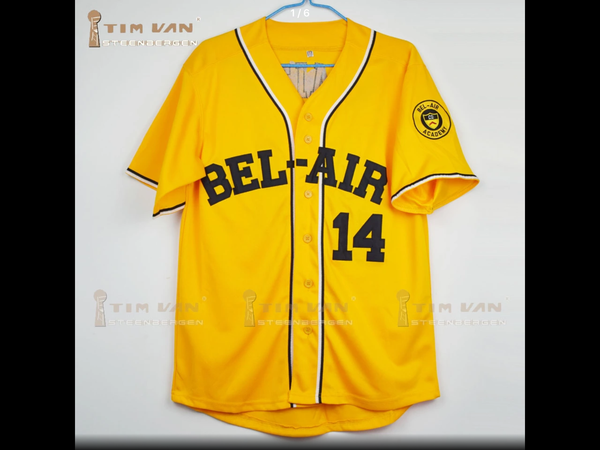 TIM VAN STEENBERGE BEL-AIR 14 Baseball Jersey Includes Patch Stitched Sewn-Yellow