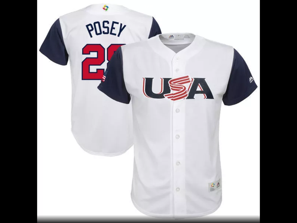 MLB Youth USA Baseball Buster Posey Baseball White 2017 World Baseball Classic Replica Jersey