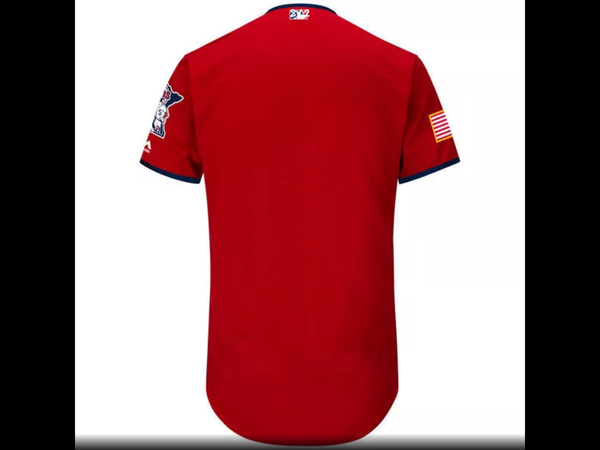 MLB Men's Minnesota Twins Baseball Scarlet  Stars & Stripes Flex Base Jersey