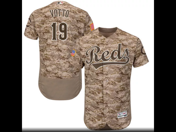 MLB Men's Cincinnati Reds Joey Votto Baseball USMC Camo Alternate Flex Base Authentic Collection Player Jersey