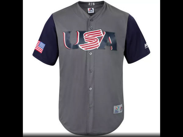 MLB Youth USA Baseball Baseball Gray/Navy 2017 World Baseball Classic Cool Base Replica Team Jersey